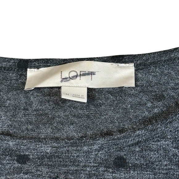 Ann Taylor LOFT Top Ladies M Gray Cold Shoulder Bell 3/4 Sleeve Shirt Womens - Picture 2 of 3